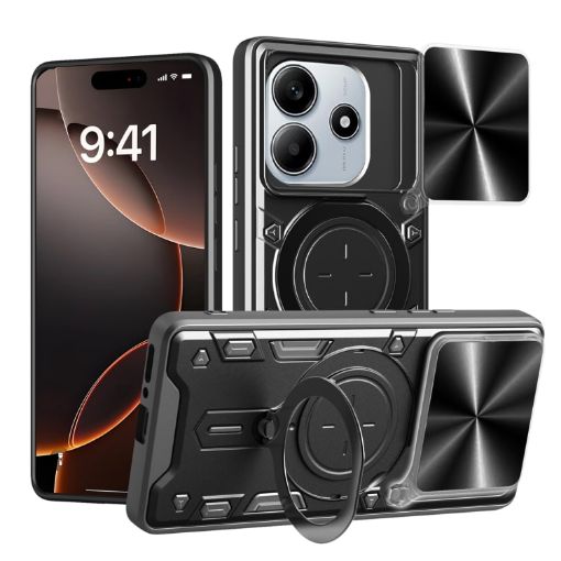 Redmi Note 14 5G Black Camshield Magnetic Holder Phone Case - 1