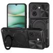 Redmi A5 4G Phone Case Black - CD Texture, Sliding Camshield, Magnetic Holder - 1