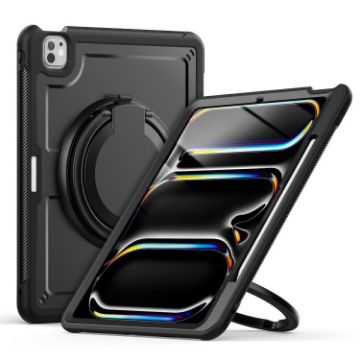 iPad Pro 13 2024 Honeycomb Hybrid Case with Handle & Strap - Black - 1
