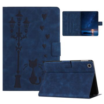 Samsung Galaxy Tab A7 10.4 2020 Cat Embossed Leather Case - Blue - 1