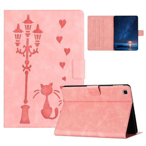 Samsung Galaxy Tab A7 10.4 2020 Pink Cat Leather Case Cover - 1