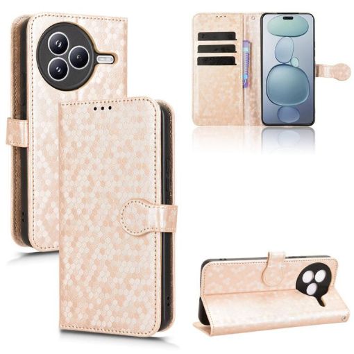 Xiaomi Civi 5 Pro 5G Gold Honeycomb Dot Leather Phone Case - 1