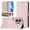 Realme 14 5G/14T 5G Pink Honeycomb RFID Leather Phone Case - 1