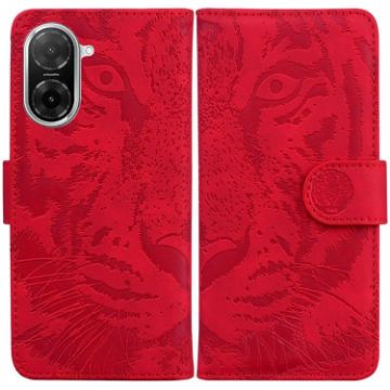 Redmi A5 4G Leather Phone Case - Tiger Embossing Pattern, Red, 171.7mm - 1