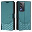 OPPO A5/A3 Pro 5G Honeycomb RFID Leather Case - Peacock Green - 2