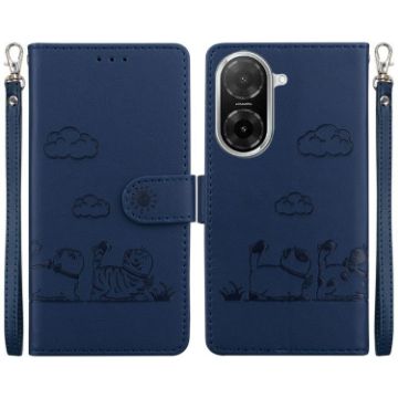 Redmi A5 4G 171.7mm Blue Cute Cats RFID Leather Phone Case - 1