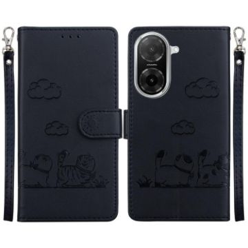 Redmi A5 4G 171.7mm Black RFID Leather Phone Case with Cute Cats - 1