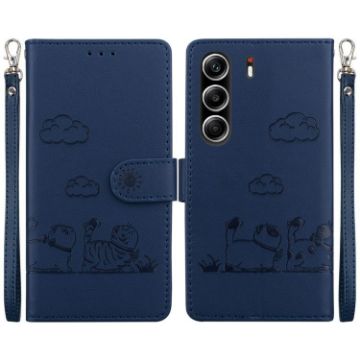 Tecno Camon 40 Pro 4G Blue Cute Cats RFID Leather Phone Case - 1