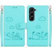Infinix Hot 50 Pro+ 4G Green RFID Leather Phone Case with Cute Cats - 1