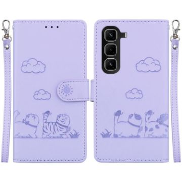 Infinix Hot 50 Pro+ 4G Purple Cute Cats RFID Leather Phone Case - 1