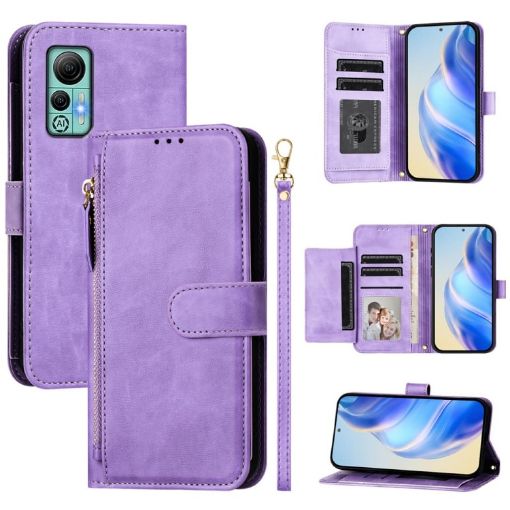 Ulefone Note 14 Purple Leather Wallet Phone Case with Multi-Card Slots - 1