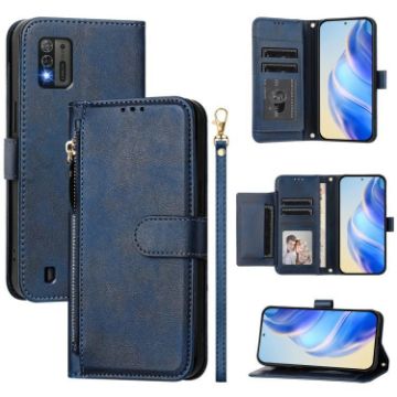 ZTE Blade A52 Lite Blue Leather Wallet Phone Case with Multi-Card Slots - 1