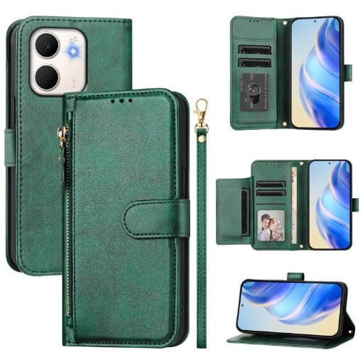 OPPO A5x 5G/4G Green Leather Wallet Phone Case with Multi-Card Slots - 1