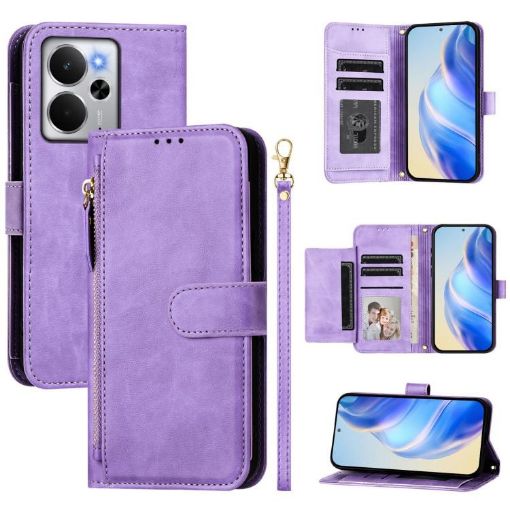 Realme 14/14T 5G Purple Leather Wallet Phone Case with Multi-Card Slots - 1