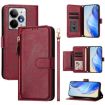 Realme Neo7 Turbo Dark Red Leather Phone Case with Multi-Card Slots - 1