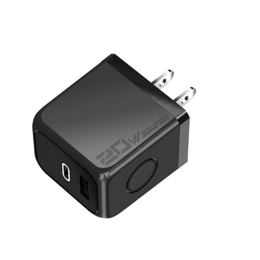 M167 PD 20W Type-C & USB QC 3.0 Fast Charger, US Plug, Black - 1
