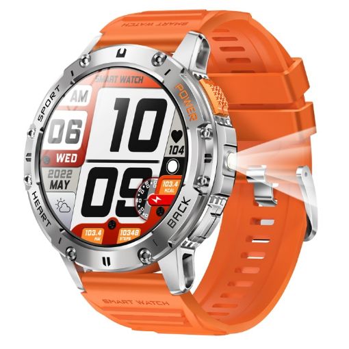 K65 1.43" Smart Watch with Bluetooth Call, Heart Rate & Blood Oxygen - Orange - 1
