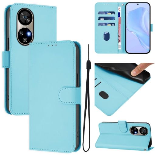 Ulefone Note 17 Pro Sky Blue Leather Phone Case with Lanyard - 1