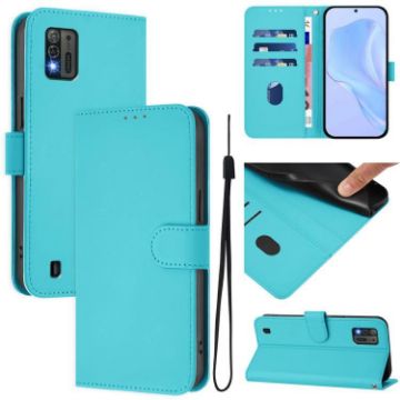 ZTE Blade A52 Lite Lake Blue Leather Phone Case with Lanyard - 1