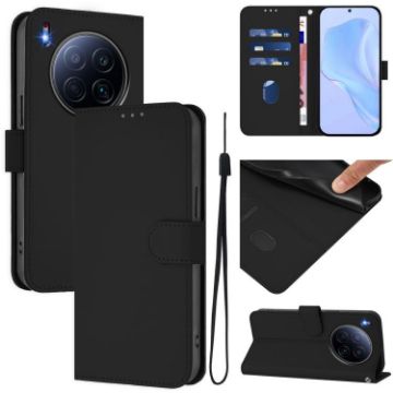 Tecno Camon 40 Premier Black Leather Phone Case with Lanyard - 1