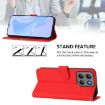 Moto G15 Red Leather Phone Case with Lanyard - Solid Color Skin Feel - 3