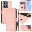 Moto G15 Pink Leather Phone Case with Lanyard - Solid Color Skin Feel - 1