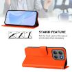 Moto G15 Power Leather Phone Case with Lanyard - Solid Orange Skin Feel - 3