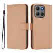 Moto G15 Leather Phone Case with Lanyard - Nude Solid Color Cover - 2