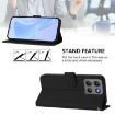 Moto G15 Black Leather Phone Case with Lanyard - Solid Color Skin Feel - 3