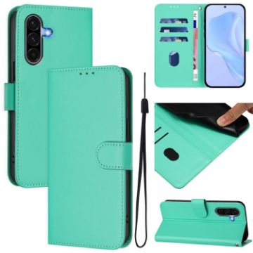 Samsung Galaxy A36 5G Green Leather Phone Case with Lanyard - 1