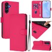 Samsung Galaxy A26 5G Rose Red Leather Phone Case with Lanyard - 1
