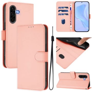Samsung Galaxy A56 5G Pink Leather Phone Case with Lanyard - 1