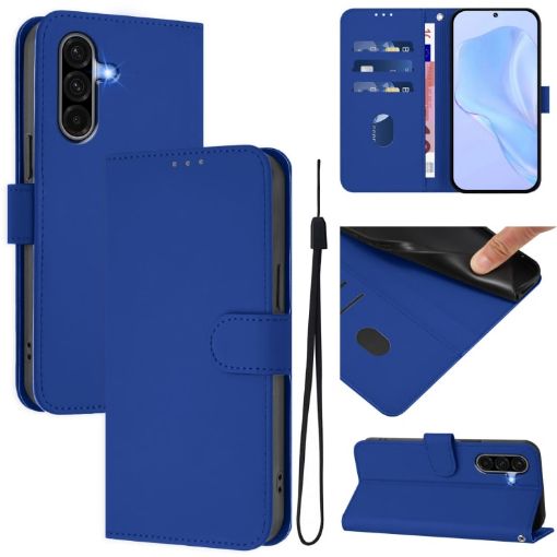 Samsung Galaxy A56 5G Dark Blue Leather Phone Case with Lanyard - 1