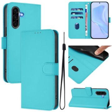 Samsung Galaxy A56 5G Lake Blue Leather Case with Lanyard - 1