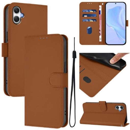 Samsung Galaxy A07 4G Brown Leather Phone Case with Lanyard - 1