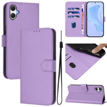 Samsung Galaxy A07 Leather Phone Case with Lanyard - Lavender Purple - 1