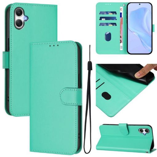 Samsung Galaxy A07 4G Green Leather Phone Case with Lanyard - 1