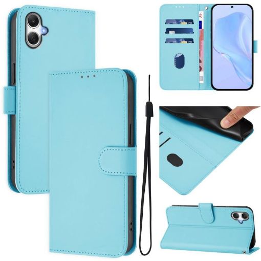 Samsung Galaxy A07 4G Sky Blue Leather Phone Case with Lanyard - 1