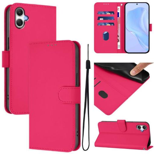 Samsung Galaxy A07 4G Rose Red Leather Phone Case with Lanyard - 1