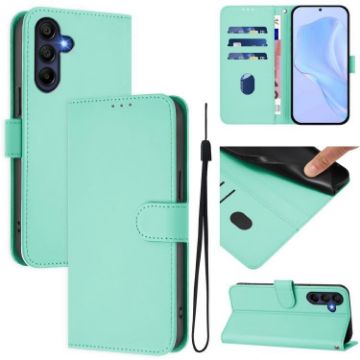 Samsung Galaxy A17 5G Mint Green Leather Phone Case with Lanyard - 1