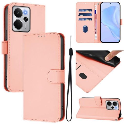 Realme 14 5G/14T 5G Pink Leather Phone Case with Lanyard - 1