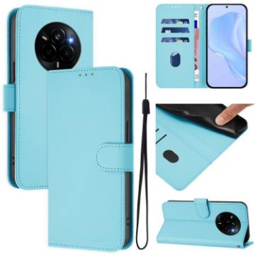 Realme Narzo 80 Pro Sky Blue Leather Phone Case with Lanyard - 1