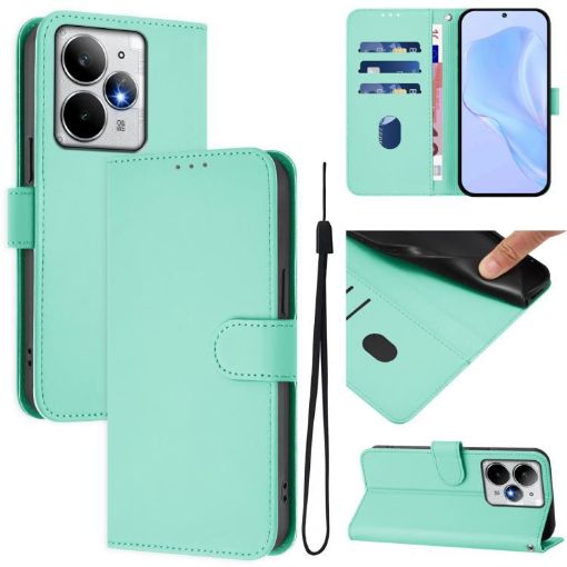 Realme Neo7 Turbo 5G Mint Green Leather Phone Case with Lanyard - 1