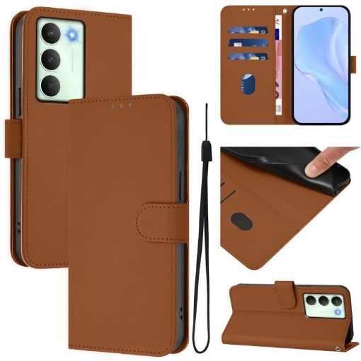 Realme V70 5G/14X Global Brown Leather Phone Case with Lanyard - 1