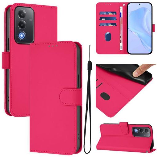 OPPO A5/A3 Pro 5G Leather Phone Case with Lanyard - Rose Red - 1