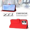 OPPO A5X 4G/5G Leather Phone Case with Lanyard - Red, Skin Feel - 3
