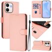 OPPO A5X 4G/5G Pink Leather Phone Case with Lanyard - Solid Color - 1