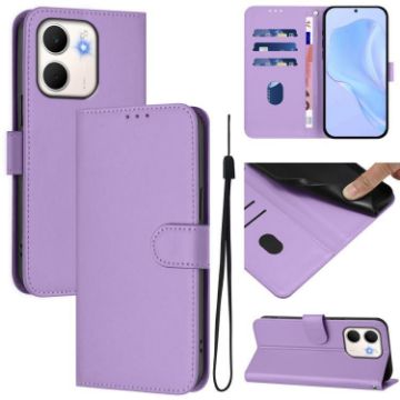 OPPO A5X 4G/5G Leather Phone Case with Lanyard - Lavender Purple - 1