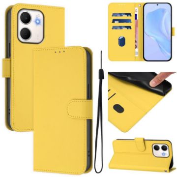 OPPO A5X 4G/5G Leather Phone Case with Lanyard - Lemon Yellow - 1