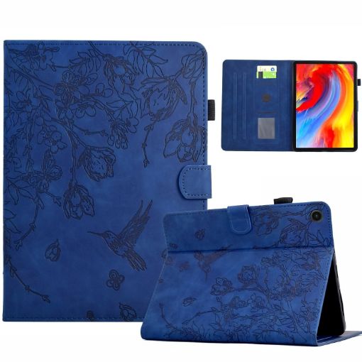 Samsung Galaxy Tab A8 2022 SM-X200 Floral Bird Leather Case Dark Blue - 1
